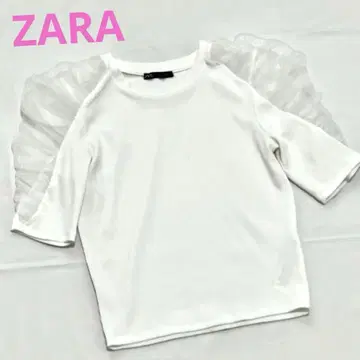 ZARA 프릴 시어 숄더 티셔츠