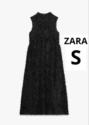 택 포함 새상품 ZARA 프린지 미디 원피스 S 블랙 결혼식 자라