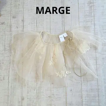 MARGE 튤 자수 꽃무늬 탈부착 카라 마지 생성 베이지