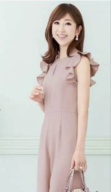 프릴 핑크 슬리브리스 롱 원피스