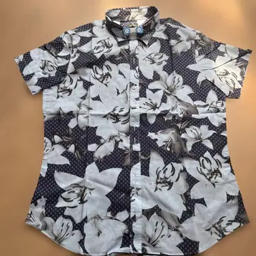 Paul Smith 반팔 셔츠 M 꽃무늬 블루/네이비 클리닝 완료