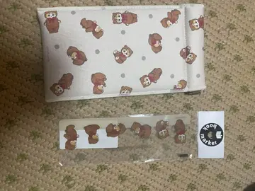 mofusand 모프샌드 곰 패턴 파우치 & 북마커 세트 곰 멀티