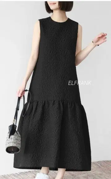 ELFRANK 새상품 엠보 자카드 밑단 티어드 롱 원피스