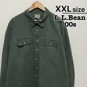 L.L.Bean 00년대 코튼 셔츠 2X 긴팔 캔버스 그린 무지
