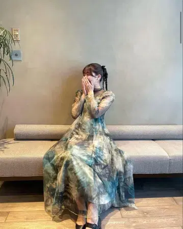 코코딜 아트 프린트 레이어 2피스 원피스 드레스