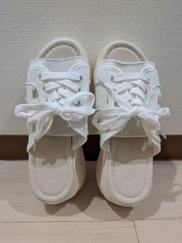 화이트 스니커즈 샌들 23cm