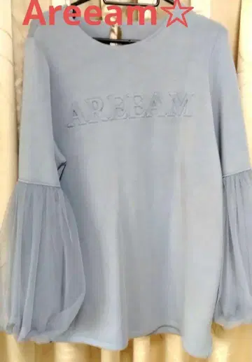 Areeam 자수 시스루 벌룬 소매 상의