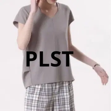 미품 PLST 플라스테 폴리 2WAY 스트레치 V넥 블라우스 그레이지