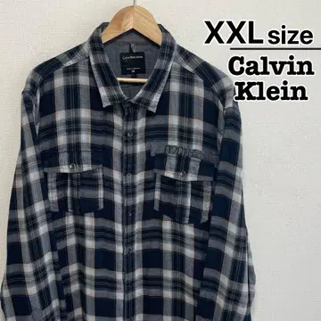 Calvin Klein Jeans 플란넬 셔츠 XXL 네이비 체크 무늬