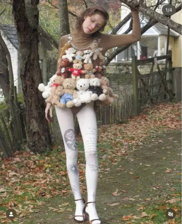 litmus 리트머스 곰 곰 봉제 인형 하네스 드레스 자켓