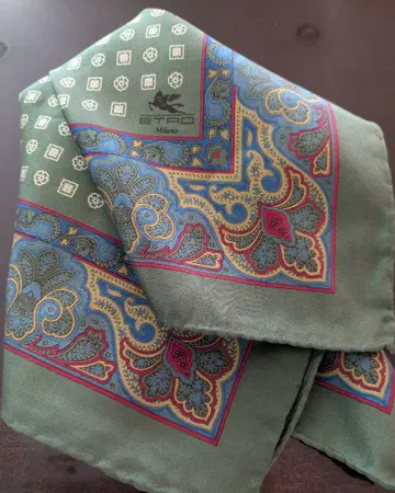 ETRO 페이즐리 무늬 포켓 치프 실크 100%