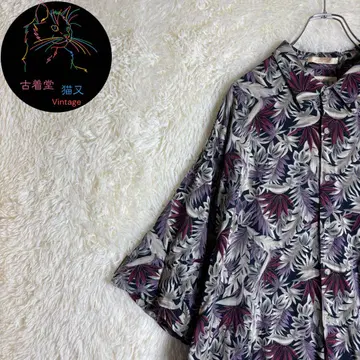 2XL 알로하 셔츠 쇼와 레트로 보타니컬 성숙 캐주얼 오버 사이즈