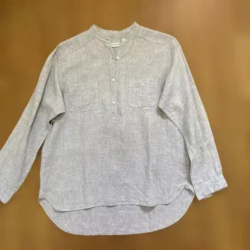 UNITED ARROWS 밴드 칼라 린넨 셔츠 그레이