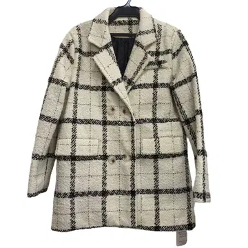 미사용 그레일 트위드 더블 코트 자켓 프리 사이즈, F