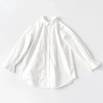 nest robe 코튼 라미 소매 프릴 셔츠 흰색 화이트