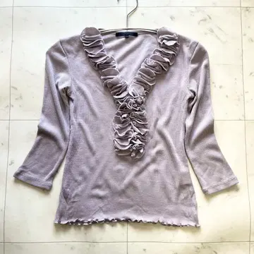 ANAYI 아나이 가디건 니트 8부 퍼플 프릴 걸리 M