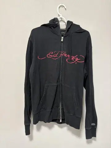 Ed Hardy 풀 집업 후드티 블랙