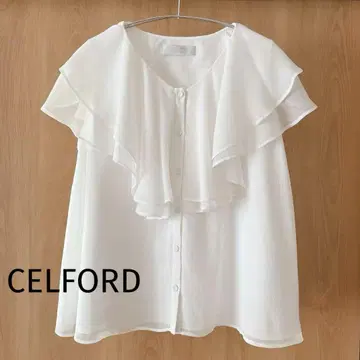 CELFORD 셀포드 초커 크레이프 블라우스 화이트 F