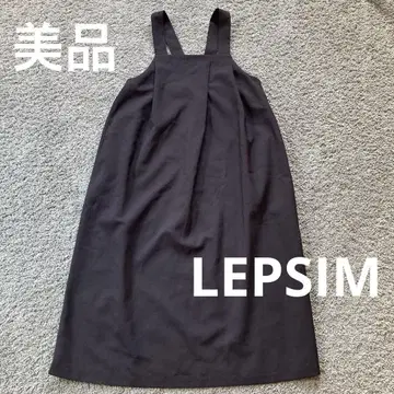 새상품급 LEPSIM 렙심 린넨풍 멜빵 스커트 블랙 마터니티