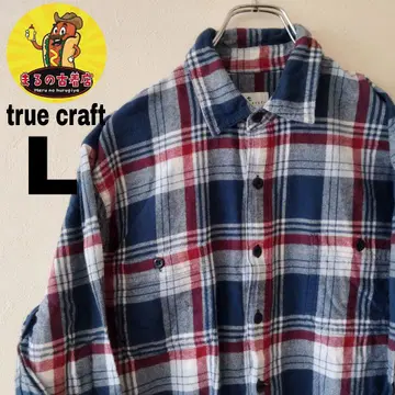 USA 구제 의류 true craft 플란넬 셔츠 L 네이비 레드 체크