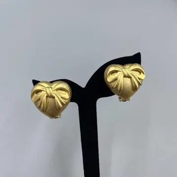 224 빈티지 골드 하트 모양 리본 귀걸이