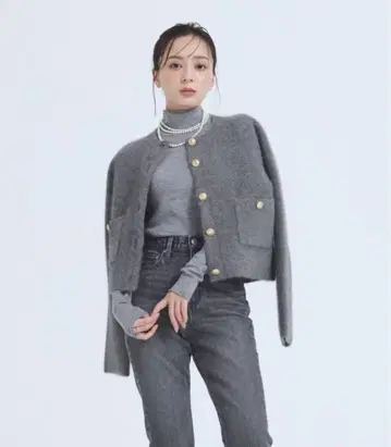 [미사용 새상품 택 포함] anuans 라쿤 블렌드 노카라 니트 자켓