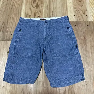 BEAMS PLUS 빔즈플러스 하프 팬츠 샴브레이 HEMP 혼방 S