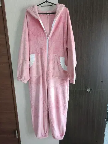 토끼 인형옷 룸웨어 플리스 핑크 (성인용)