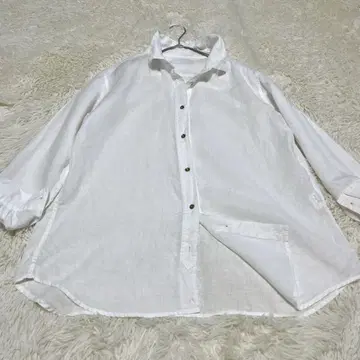 스픽 앤 스팬 린넨 100% 2way 블라우스 긴팔 셔츠 골드 버튼