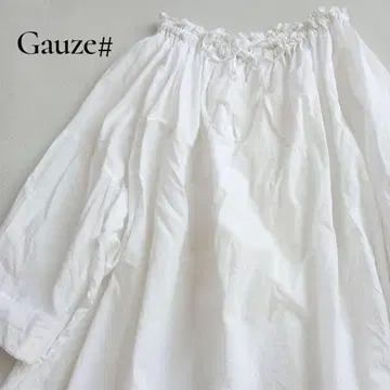 거즈 Gauze# 개더 넥 블라우스 리본 와이드 실루엣 넉넉한 핏