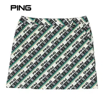 미사용 새상품 PING 바이어스 프린트 스커트 M 터콰이즈 블루