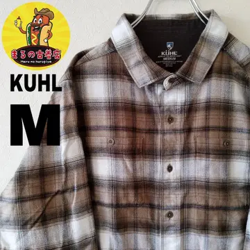 USA 구제 KUHL 플란넬 셔츠 M 화이트 브라운 옴브레 체크