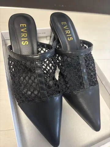 EVRIS 펌프스 샌들 블랙 힐