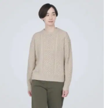 무인양품 메리노울 케이블 무늬 크루넥 스웨터 M