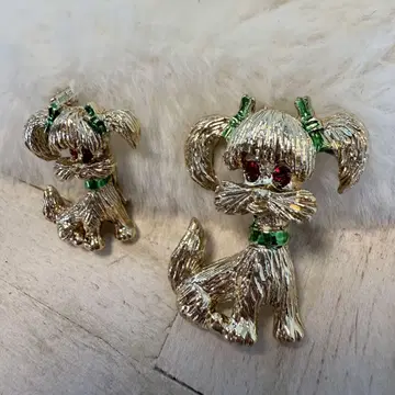 빈티지 GERRY'S 강아지 브로치 2개 세트 레트로