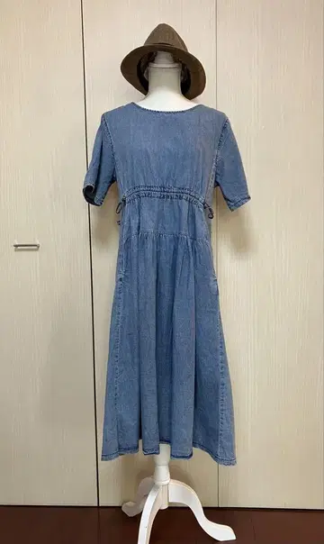 데님 블루 반팔 셔츠 원피스