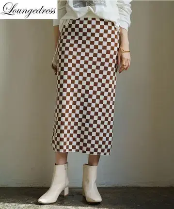 [새상품급] Loungedress 니트 자카드 패턴 스커트 타이트