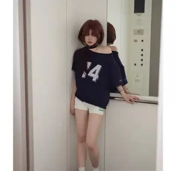 FRECKLE 넘버 프린트 14 네이비 반팔 티셔츠