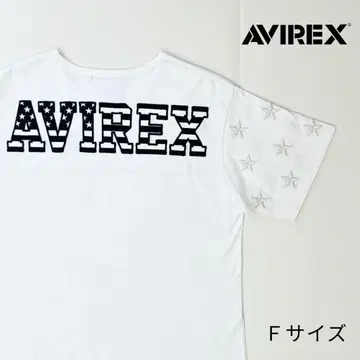 AVIREX 아비렉스 별 패턴 자수 롱 티셔츠 F 화이트