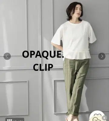 오페이크 닷 클립 밑단 프릴 티셔츠 화이트 L