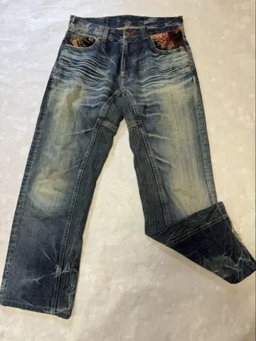 일본풍 패턴 청바지 30 일본제