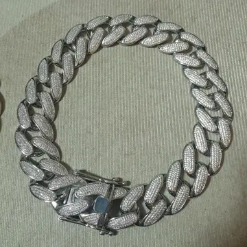 30mm 초와이드 실버 목걸이 블링블링 센터 버클