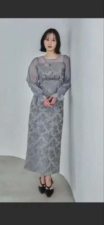 자카드 뷔스티에 도킹 원피스 포멀 결혼식 드레스