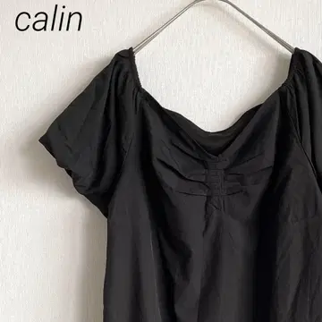 calin 미니 원피스 볼륨 소매 오프숄더 래글런 안감 있음