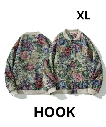 HOOK 후크 남성용 블루종 아우터 올 패턴 꽃무늬 XL