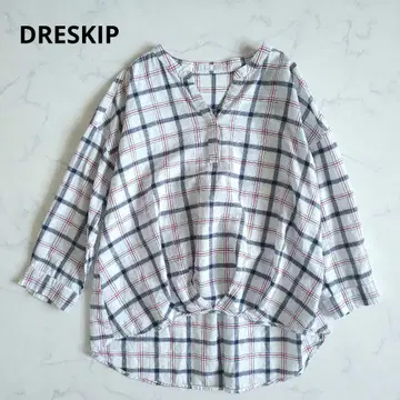 DRESKIP 체크 셔츠 키넥 앞뒤 기장 차이 내추럴 성숙 캐주얼