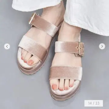 UNITED ARROWS 벨벳 샌들 핑크