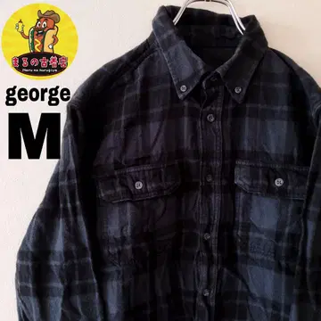 USA 구제 의류 george 플란넬 셔츠 M 블랙 그레이 체크