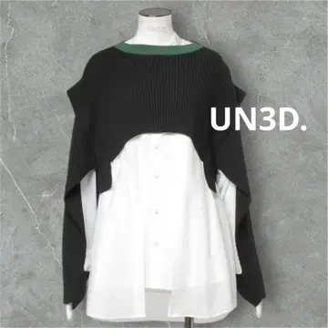 [새상품급] UN3D. 오픈 슬리브 니트 세트 블랙