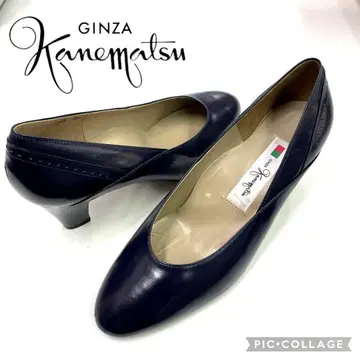 미사용 새상품 Ginza Kanematsu 네이비 가죽 펌프스 24